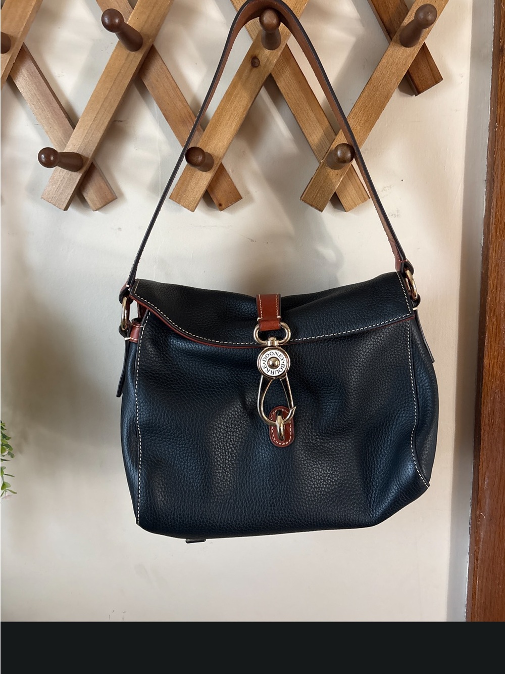 Dooney & Bourke Navy Pebbled Leather Shoulder Bag